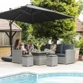 Seville 6 Seater Rectangular Fire Pit Table Set